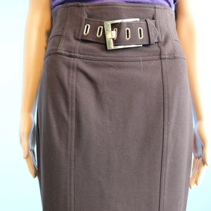 Cache Skirts - Cache Contour Brown Fitted Gold Buckle Skirt Cache Skirts - Cache Contour Brown Fitted Gold Buckle Skirt